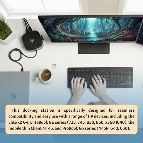 محطة إرساء HP 5TW10AA بقدرة 120 وات لأجهزة الكمبيوتر المحمول ذات الشاشة المزدوجة USB-C G5 مع HDMI ومنفذ DisplayPort وكابلات USB-C (جديدة) in Kuwait