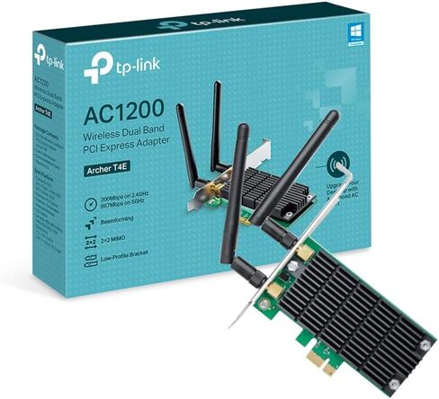 TP-Link Archer T4E AC1200Mbps Dual-Band Wireless WiFi Adapter for PC with Two Antennas, PCIe WiFi Card for Desktop, Low-Profile Bracket Included, Supports Windows 11/10/8.1/8/XP (32/64 bit) in Saudi Arabia