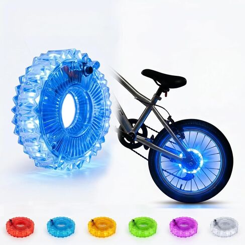 HANZE Rechargeable Bike Wheel Lights – 9 Colors 21 Lighting Modes LED Hub Light, 20H Runtime Motion Activated Bicycle Tire Safety Accessories, Cool Spoke Lights Gifts for Kids Adults (1 Pack) in Saudi Arabia