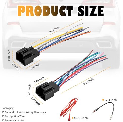 Radio Wiring Harness,Car Audio & Video Wiring Harnesses Kit with Antenna Adapter & Ignition Wire,Plug and Play Stereo Wirings Harness Compatible with Cadillac GMC Chevrolet in Saudi Arabia