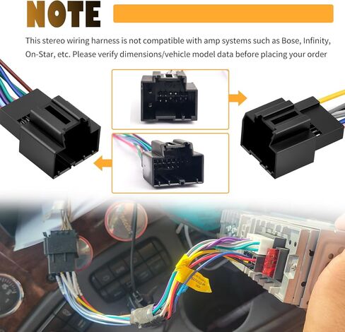 Radio Wiring Harness,Car Audio & Video Wiring Harnesses Kit with Antenna Adapter & Ignition Wire,Plug and Play Stereo Wirings Harness Compatible with Cadillac GMC Chevrolet in Saudi Arabia