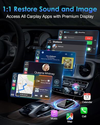 محول Apple CarPlay اللاسلكي، تحويل CarPlay السلكي OEM إلى دونجل لاسلكي، محول سيارة واي فاي وبلوتوث 5.8 جيجا هرتز، التوصيل والتشغيل التلقائي، متوافق مع السيارات (2016+) وiPhone iOS 10+، رمادي داكن in Saudi Arabia