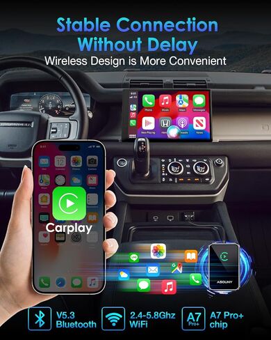 محول Apple CarPlay اللاسلكي، تحويل CarPlay السلكي OEM إلى دونجل لاسلكي، محول سيارة واي فاي وبلوتوث 5.8 جيجا هرتز، التوصيل والتشغيل التلقائي، متوافق مع السيارات (2016+) وiPhone iOS 10+، رمادي داكن in Saudi Arabia
