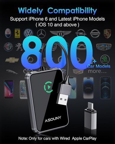 محول Apple CarPlay اللاسلكي، تحويل CarPlay السلكي OEM إلى دونجل لاسلكي، محول سيارة واي فاي وبلوتوث 5.8 جيجا هرتز، التوصيل والتشغيل التلقائي، متوافق مع السيارات (2016+) وiPhone iOS 10+، رمادي داكن in Saudi Arabia
