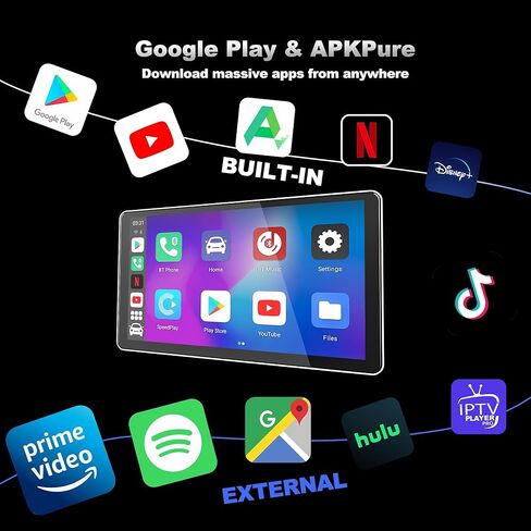 محول CarPlay لاسلكي 3 في 1 ومحول Android Auto اللاسلكي، التوصيل والتشغيل، إعداد سهل، يدعم Netflix، YouTube، بطاقة TF، والمزيد للسيارات المزودة بـ OEM Wired CarPlay/Android Auto in Kuwait