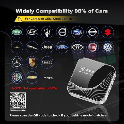 محول CarPlay لاسلكي 3 في 1 ومحول Android Auto اللاسلكي، التوصيل والتشغيل، إعداد سهل، يدعم Netflix، YouTube، بطاقة TF، والمزيد للسيارات المزودة بـ OEM Wired CarPlay/Android Auto in Kuwait
