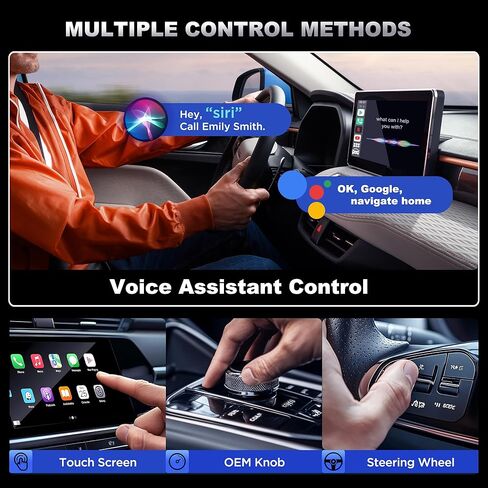 محول CarPlay لاسلكي 3 في 1 ومحول Android Auto اللاسلكي، التوصيل والتشغيل، إعداد سهل، يدعم Netflix، YouTube، بطاقة TF، والمزيد للسيارات المزودة بـ OEM Wired CarPlay/Android Auto in Kuwait