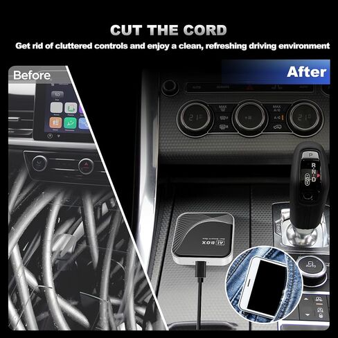 محول CarPlay لاسلكي 3 في 1 ومحول Android Auto اللاسلكي، التوصيل والتشغيل، إعداد سهل، يدعم Netflix، YouTube، بطاقة TF، والمزيد للسيارات المزودة بـ OEM Wired CarPlay/Android Auto in Kuwait