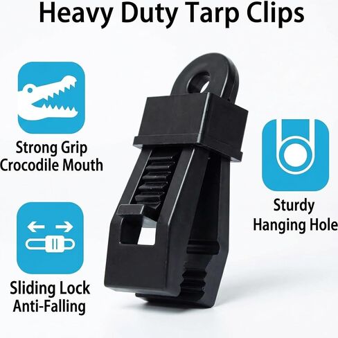 20 Pcs Tarp Clip Heavy Duty Lock Grip Tarp Clamps Tent Fasteners Clip Holder Camping Clamp Clip Tighten Lock Tent Snap Grip for Outdoor Camping Canopy in Saudi Arabia