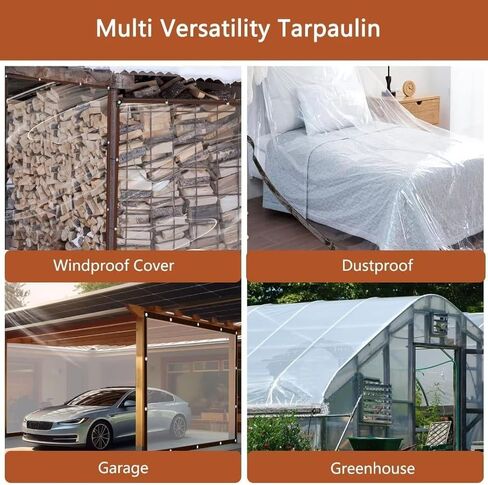 Clear-Waterproof-Tarps-Outdoor-78.74x78.74in, Poly Tarpaulin Tarps Transparent Anti-Tear Thin Cover with Rustproof Grommets for Patio Enclosure Gardening Chicken Coop Canvas Painters Drop Cloth(1pc) in Saudi Arabia
