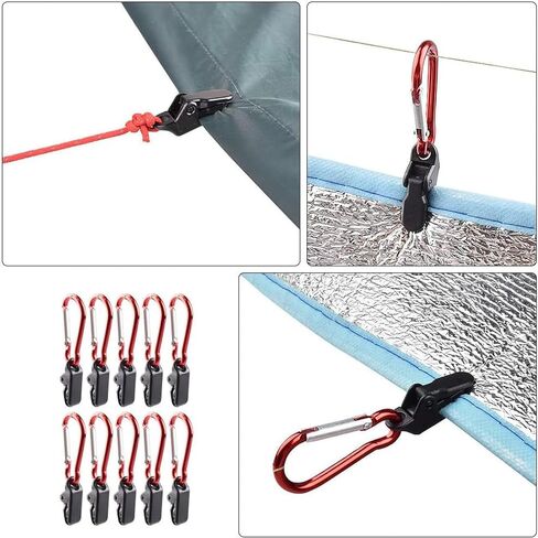 10Pcs Tent Fixing Clips with Carabiner Lock Lightweight Plastic Crocodile Clips for Camping Tents Tarps Canopies Outdoor Awning Clamp Accessories in Saudi Arabia