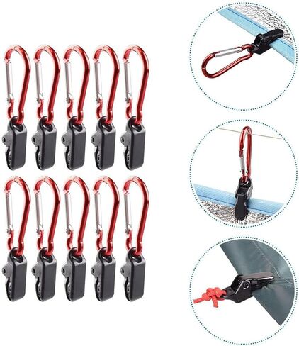 10Pcs Tent Fixing Clips with Carabiner Lock Lightweight Plastic Crocodile Clips for Camping Tents Tarps Canopies Outdoor Awning Clamp Accessories in Saudi Arabia