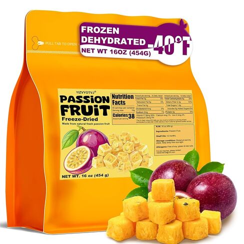 Freeze Dried Passion Fruit Chunks 16 oz (Pack of 1) | 100% Natural, No Sugar No Additives | Crunchy Tropical Fruit Snacks for Smoothies, Baking, Yogurt, Tea & Desserts | Vegan, Gluten-Free, Resealable Bag in Saudi Arabia