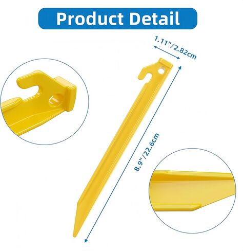 8.9" Heavy Duty Plastic Tent Stakes, Sturdy Tent Pegs for Camping Outdoor Sand Beach, Durable Canopy Stakes, Lightweight Rust-Free Anchors for Yard Inflatable, 20 PCS in Saudi Arabia
