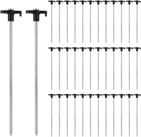 50 Pack Tent Stakes Heavy Duty Camping Stake 10 Inch Yard Stakes Metal Tent Pegs Ground Stakes Tent Spikes for Garden Canopy Outdoor, Black in Saudi Arabia