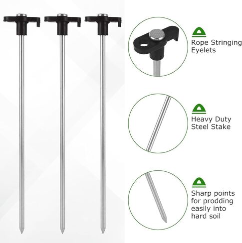 50 Pack Tent Stakes Heavy Duty Camping Stake 10 Inch Yard Stakes Metal Tent Pegs Ground Stakes Tent Spikes for Garden Canopy Outdoor, Black in Saudi Arabia