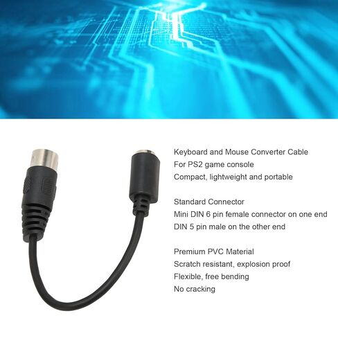 كابل محول لوحة المفاتيح Yosoo Health Gear PS/2، محول DIN 5 Pin ذكر إلى Mini DIN 6 Pin أنثى لتوصيل فأرة الكمبيوتر in Saudi Arabia