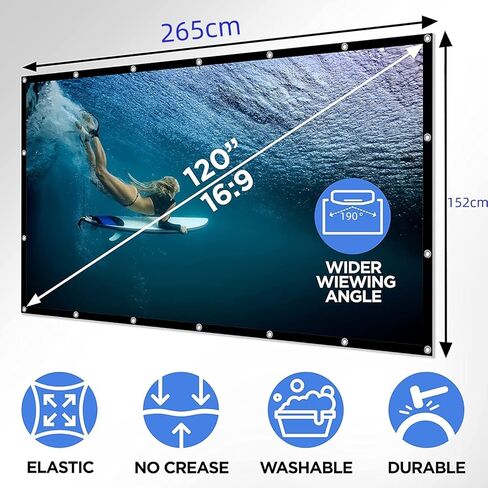 120Inch Projector Screen 16:9 Movie Projector Screen Foldable Projector Screens for Home Theater, Outdoor, Indoor Party in Saudi Arabia