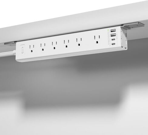 360° Mountable Surge Protector Power Strip with 4 USB Ports (2 USB C), 6 FT Electrical Outlet & Flat Plug Extension Cord for Under Desk, Wall, or Corner Mount in Saudi Arabia