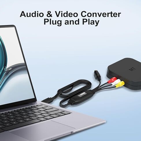 VHS إلى محول رقمي 1080P، RCA إلى بطاقة التقاط USB، التقاط الفيديو - تحويل VHS VCR Hi8 إلى محول فيديو رقمي لنظام التشغيل Mac OS، Windows 7 8 10 11، متوافق مع كاميرا الفيديو والكمبيوتر الشخصي in Kuwait