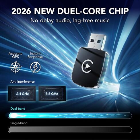 2026 Wireless CarPlay Adapter & Android Auto Wireless Adapter 2-in-1, Apple Car Play Dongle for iPhone & Android, Convert Wired to Wireless, 5.8GHz WiFi No Delay, Plug & Play USB-A/C for OEM Cars in Saudi Arabia
