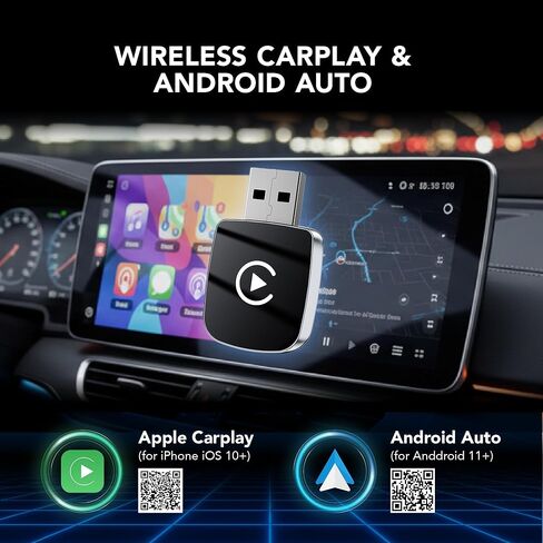 2026 Wireless CarPlay Adapter & Android Auto Wireless Adapter 2-in-1, Apple Car Play Dongle for iPhone & Android, Convert Wired to Wireless, 5.8GHz WiFi No Delay, Plug & Play USB-A/C for OEM Cars in Saudi Arabia