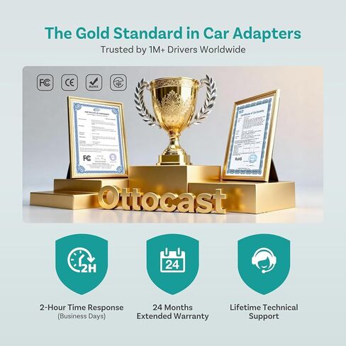 OTTOCAST Mini Nova، 2 في 1 الجيل الجديد من Carplay اللاسلكي ومحول Android التلقائي، التوصيل والتشغيل، دونجل USB لإعادة الاتصال التلقائي، متوافق مع OEM السلكية Carplay/Android Auto Cars in Kuwait