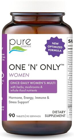 Pure ESSENCE LABS فيتامينات متعددة للنساء فقط، مكمل عشبي طبيعي مرة واحدة يوميًا مع فيتامين D3 وB12 والبيوتين مع الأطعمة الكاملة، 30 قرصًا in Kuwait