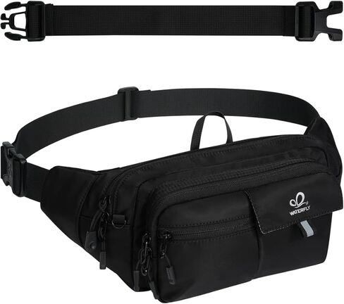 حقيبة خصر WATERFLY Fanny Pack: حقيبة خصر 3 لتر مع حجب RFID مضاد للسرقة، 9 جيوب وحزام قابل للتعديل مقاوم للماء للنساء والرجال أثناء السفر والمشي لمسافات طويلة والجري in Kuwait