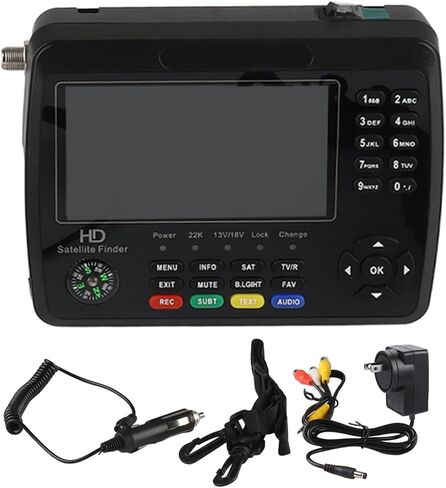 Relogic Satellite Finder, 4.3 Inch LCD Screen with 4000mAh Battery, Digital Handheld Signal Meter for Satellite TV Antenna Installation, with H.264/H.265 Decoding and DISEQC Support (Black) in Saudi Arabia