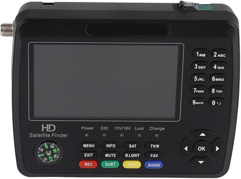 Relogic Satellite Finder, 4.3 Inch LCD Screen with 4000mAh Battery, Digital Handheld Signal Meter for Satellite TV Antenna Installation, with H.264/H.265 Decoding and DISEQC Support (Black) in Saudi Arabia