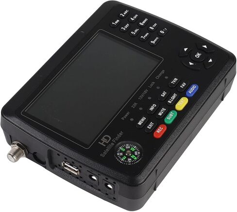 Relogic Satellite Finder, 4.3 Inch LCD Screen with 4000mAh Battery, Digital Handheld Signal Meter for Satellite TV Antenna Installation, with H.264/H.265 Decoding and DISEQC Support (Black) in Saudi Arabia