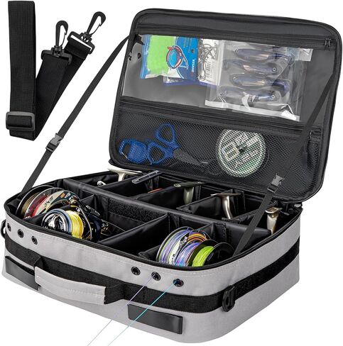 THKFISH Waterproof Fishing Reel Case and Fishing Line Storage Bag with Removable Shockproof Compartments Holds more than 12 Reels or 24 Spools in Saudi Arabia