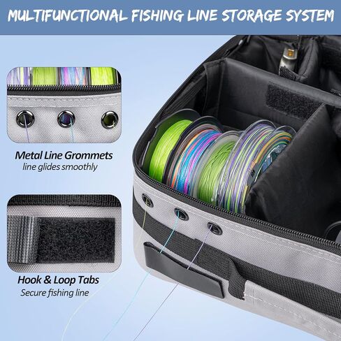 THKFISH Waterproof Fishing Reel Case and Fishing Line Storage Bag with Removable Shockproof Compartments Holds more than 12 Reels or 24 Spools in Saudi Arabia