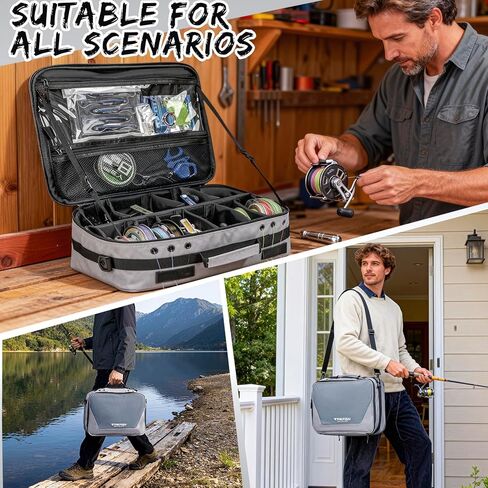 THKFISH Waterproof Fishing Reel Case and Fishing Line Storage Bag with Removable Shockproof Compartments Holds more than 12 Reels or 24 Spools in Saudi Arabia
