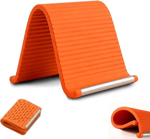 Portable Foldable Silicone Aluminum Phone Holder, 2026 New Flexible Silicone Aluminum Phone Holder, Folded into Any Shape, Universal Adjustable Anti-Slip Desktop Mount for Home Office Travel (Orange) in Saudi Arabia