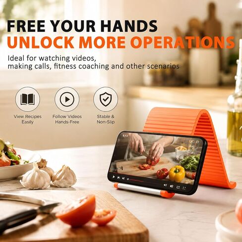 Portable Foldable Silicone Aluminum Phone Holder, 2026 New Flexible Silicone Aluminum Phone Holder, Folded into Any Shape, Universal Adjustable Anti-Slip Desktop Mount for Home Office Travel (Orange) in Saudi Arabia