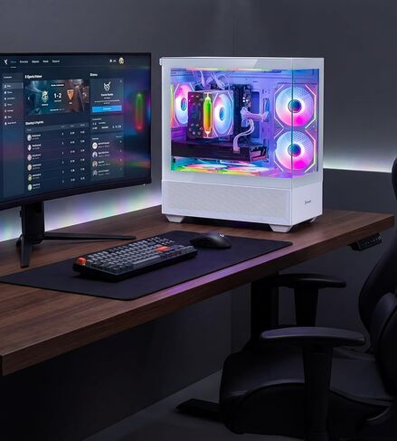 كمبيوتر مكتبي للألعاب مبرد سائل - i7 Xeon 12-Core، GeForce RTX 4060 GDDR6، ذاكرة الوصول العشوائي 64 جيجابايت، 512 جيجابايت SSD + 1 تيرابايت HDD، WiFi 6 & BT 5.4، 8 × مراوح ARGB، 650 وات PSU، Windows 11 Pro، لوحة مفاتيح وماوس RGB in Kuwait