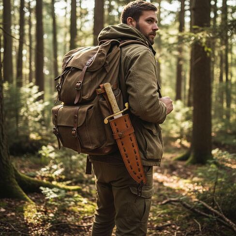SZCO Classic Bowie Knife 15 Inch - Hunting Knife with Carbon Steel Blade, Bone Handle, Brass guard and Leather Sheath - Pocket knife for for Hiking, Camping & Hunting in Saudi Arabia