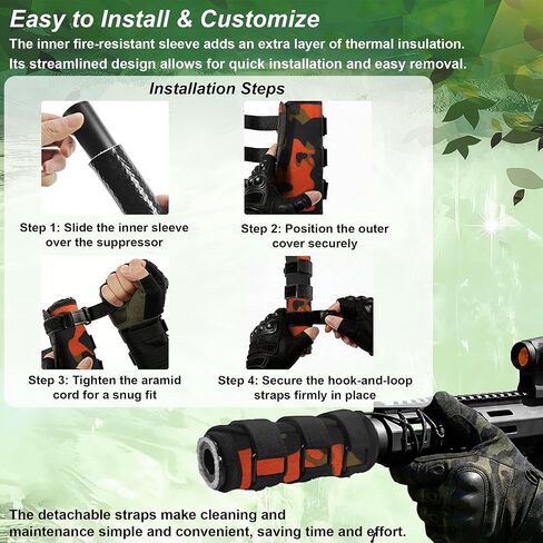 Heat Resistant Suppressor Cover 6 Inch, High-Temp Fireproof Suppressor Wrap with Insulated Microfiber Sleeve, Non-Slip Adjustable Silencer Cover for Shooting & Hunting in Saudi Arabia