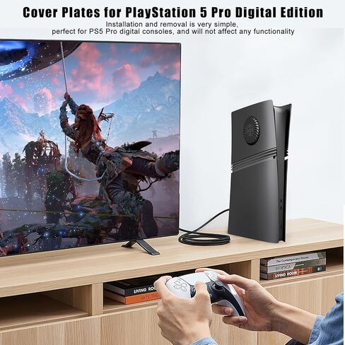 Cover Plates for PS5 Pro Digital Edition with Cooling Vent, PS5 Pro Faceplate ABS Hard Shockproof Anti-Scratch Dustproof Protective Plates, Replacement Side Shell Skin Case for PlayStation 5 Pro,Black in Saudi Arabia