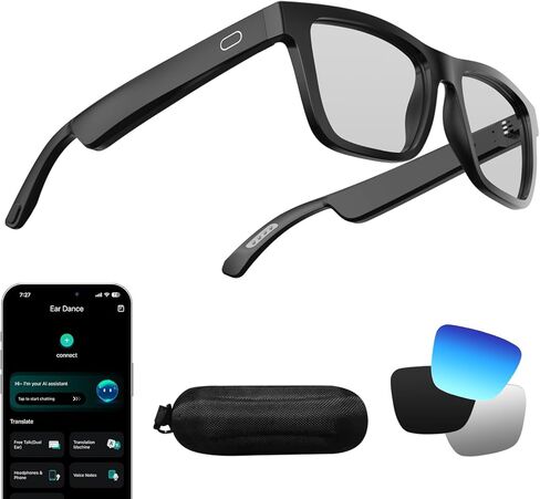 Smart Glasses for Men and Women, with Chat GPT, AI Bluetooth Translation Glasses with 164 Languages, & Blue Lens&Color Change Lens&Black Lens, UV 400 Protection for Daily Use, Travel in Saudi Arabia