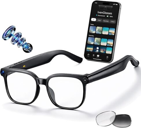 AI Smart Glasses with Camera for Men Women, 4K Video Recording, Real-Time Translation, Photochromic Lenses, Open Ear Bluetooth Audio, POV Camera Glasses for Travel Cycling Driving in Saudi Arabia