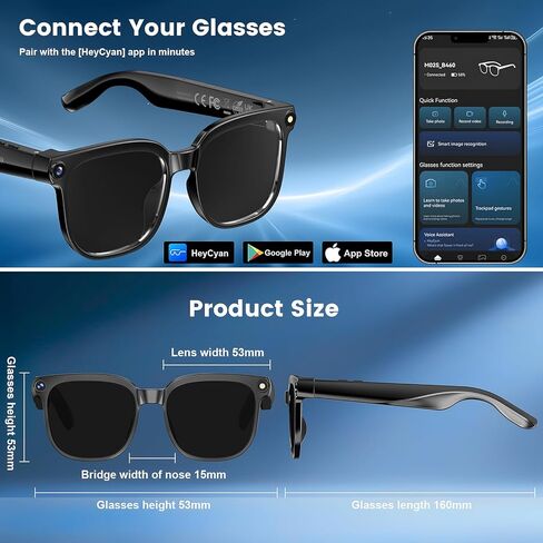 2026 AI Smart Glasses with Camera and Audio, 4K HD Video Camera Glasses for Men Women, Recording Glass with AI Assistant, Real Time Translation, Open-Ear Audi, for Travel (with Three Lenses) in Saudi Arabia