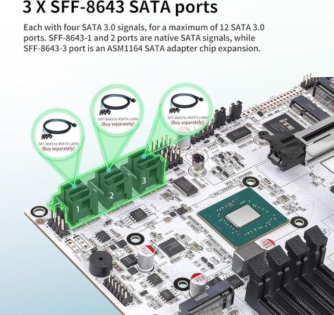 W680 12 Bay NAS ATX10Gbps Server NAS Motherboard Workstation/Server Grad Four ddr5 Two hdmi Two dp, 2x2.5G 3xnvme Support vPro Remote Management Function（Motherboard+3xSFF8643 in Saudi Arabia