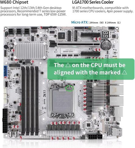 W680 12 Bay NAS ATX10Gbps Server NAS Motherboard Workstation/Server Grad Four ddr5 Two hdmi Two dp, 2x2.5G 3xnvme Support vPro Remote Management Function（Motherboard+3xSFF8643 in Saudi Arabia