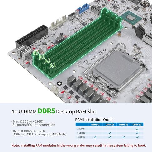 W680 12 Bay NAS ATX10Gbps Server NAS Motherboard Workstation/Server Grad Four ddr5 Two hdmi Two dp, 2x2.5G 3xnvme Support vPro Remote Management Function（Motherboard+3xSFF8643 in Saudi Arabia