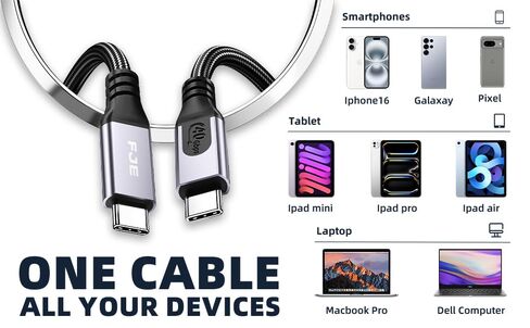 240W Thunderbolt 4 Cable 3.3ft 40Gbps Data Transfer and Single 8K/Dual 4K Video Compatible with Hub, Docking Stations-Black Compatible for MacBook, SSD, iPhone 16/15, Docking, eGPU, in Saudi Arabia