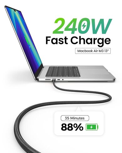 Fitee 80Gbps USB4 Cable for Thunderbolt 5 Cable 8FT, High Speed USB4 Cable, 120Gbps Bandwidth for Dual 8K@60Hz, 240W Charge, USBC Thunderbolt Cable for Mac mini, iPhone 17, MacBook Pro, PSSD, Display in Saudi Arabia