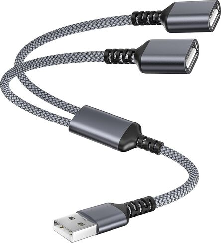 Itramax USB Splitter 1 in 2 Out 1FT، كابل مقسم USB-A 1 ذكر إلى 2 أنثى، موزع منفذ USB مزدوج/مزدوج مقسم للكمبيوتر والكمبيوتر المحمول ولوحة المفاتيح والماوس والطابعة ومحرك فلاش وLED ودعم البيانات والشحن in Kuwait